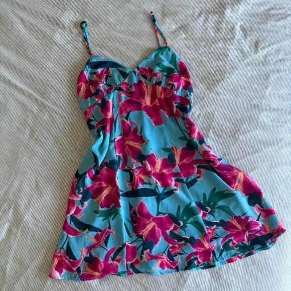 SOLD! DO NOT BUY! Show Me Your Mumu Mini Dress Blue Pink Tropical Floral - Picture 2 of 7